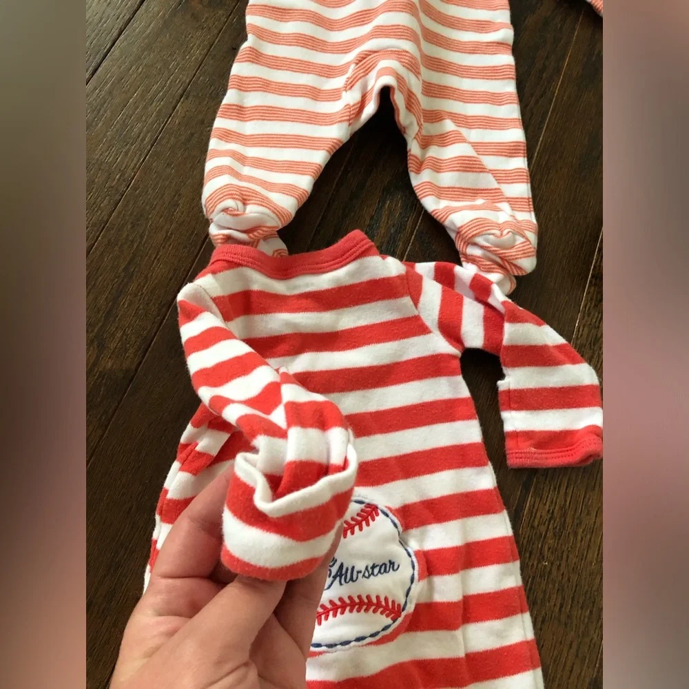 Bundle x4: Carter’s Boys NB Dinos/Lions/Sports/Tigers Footed Cotton One Pieces